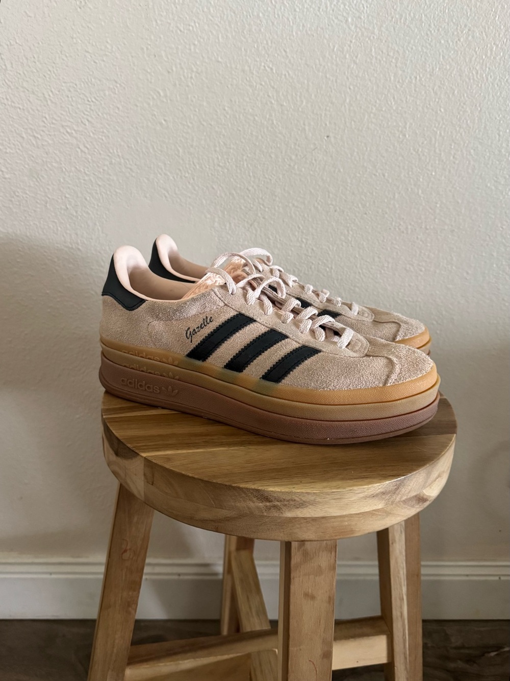 Adidas Light Pink Suede Sneakers with Stripes - Picture 2 of 3